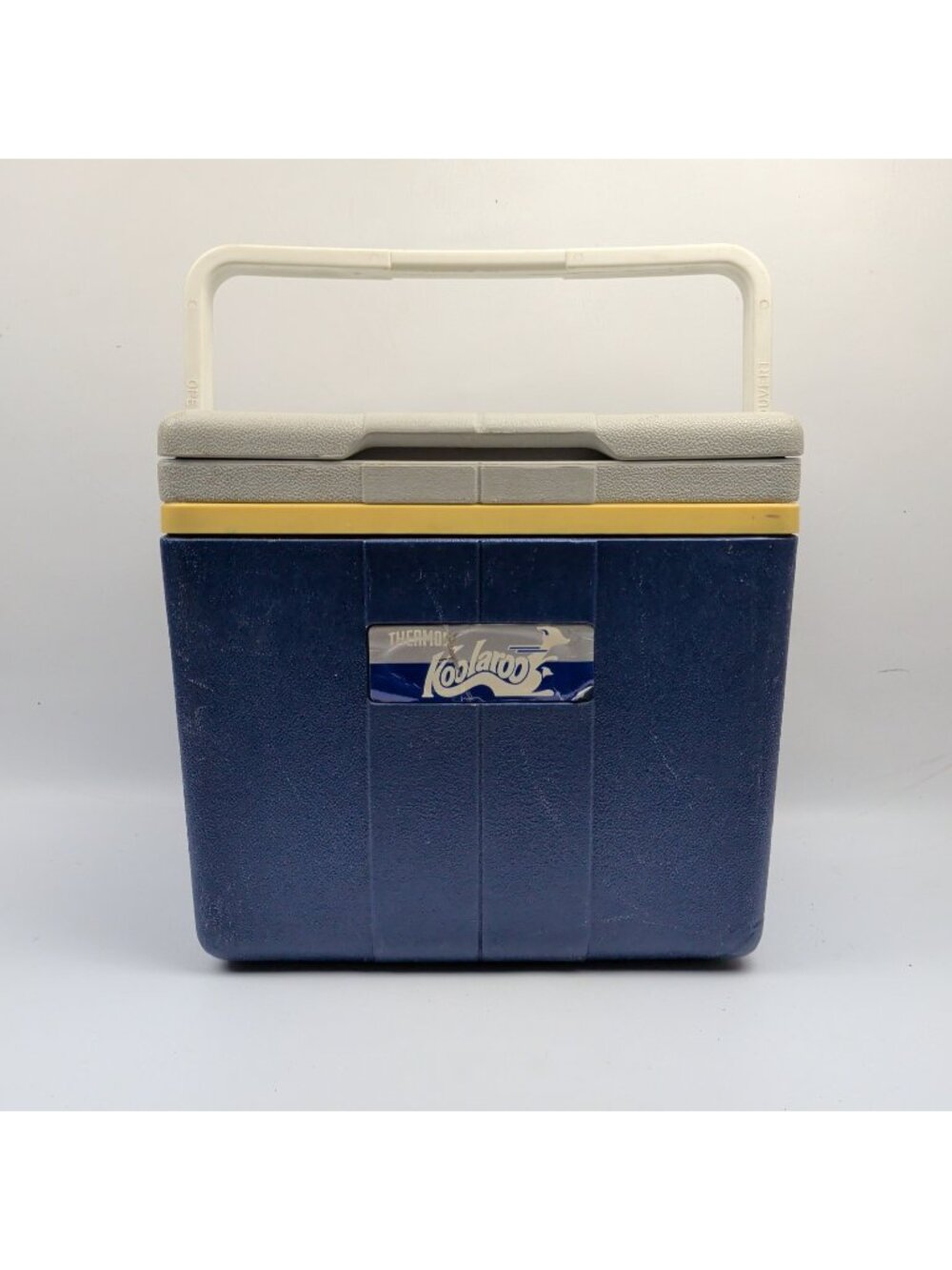 Vintage Thermos Koolaroo Blue Flat Top Flip Lid Handle Cooler Camping Retro